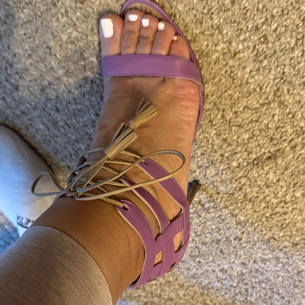 Manolo Blahnik Lavender Lace-Up Sandals size 38 1/2